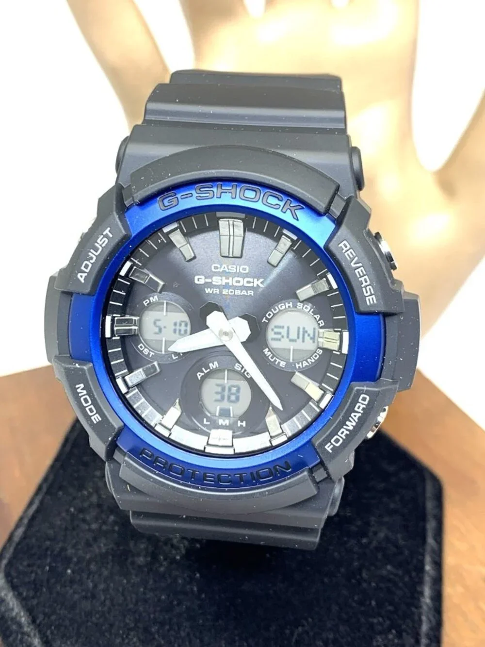 Casio Mens Watch G-Shock GAS100 Black Blue Resin Analog Digital Tough Solar 5445